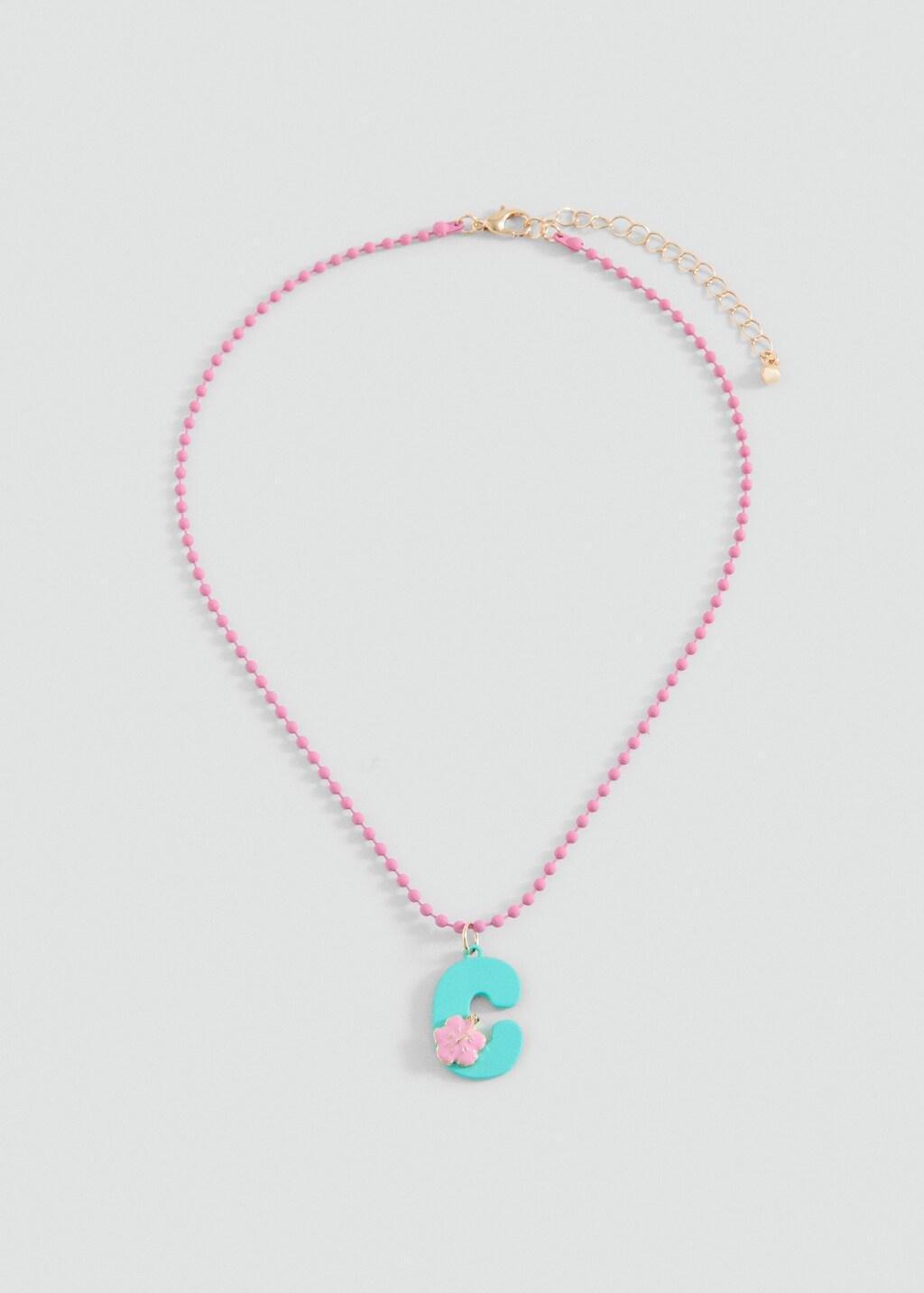 Green Letter Pendant Necklace, Kids Girls, Turquoise - Aqua, large image number 3