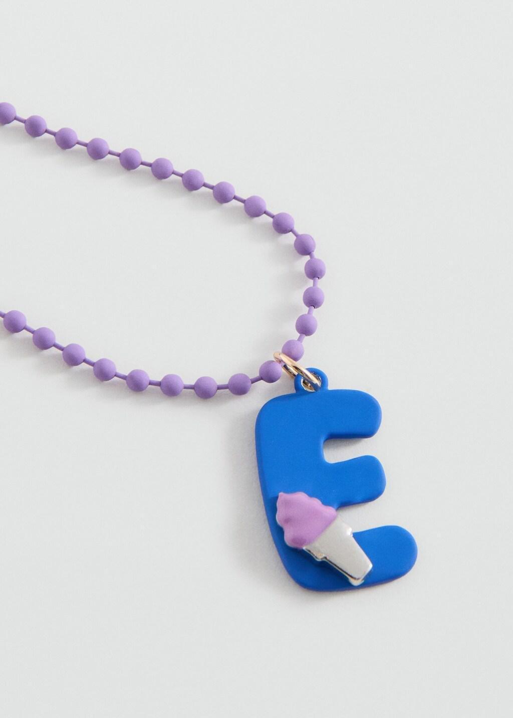 Blue Letter Pendant Necklace, Kids Girls, Medium Blue, medium
