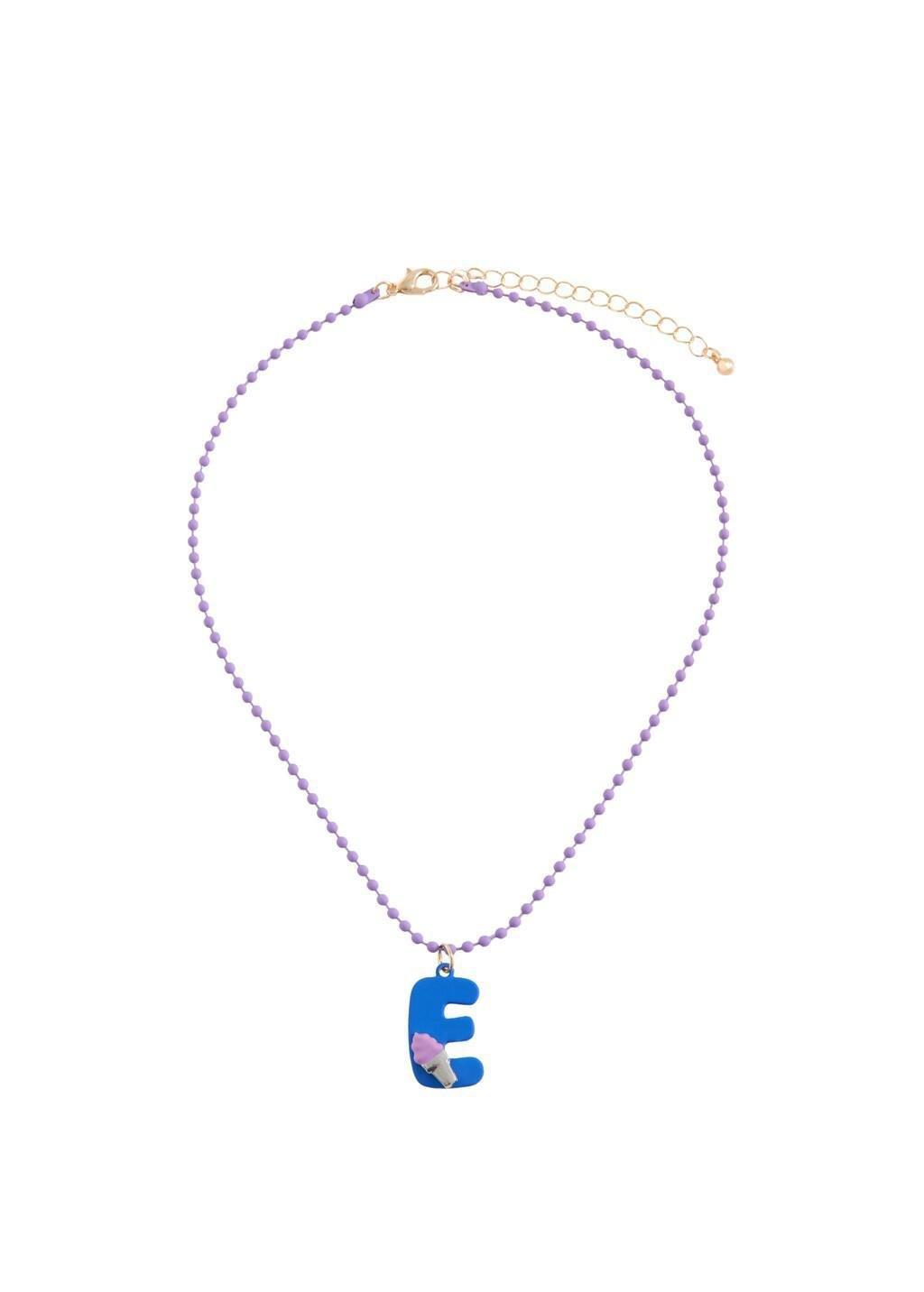 Blue Letter Pendant Necklace, Kids Girls, Medium Blue, large image number 2