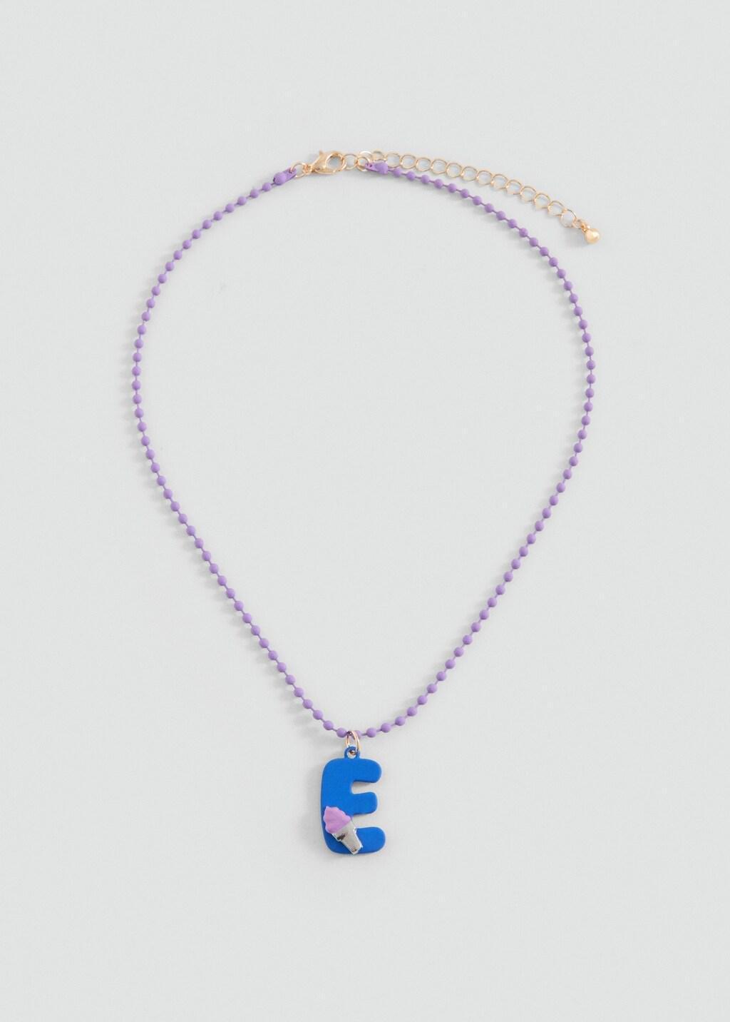 Blue Letter Pendant Necklace, Kids Girls, Medium Blue, large image number 3