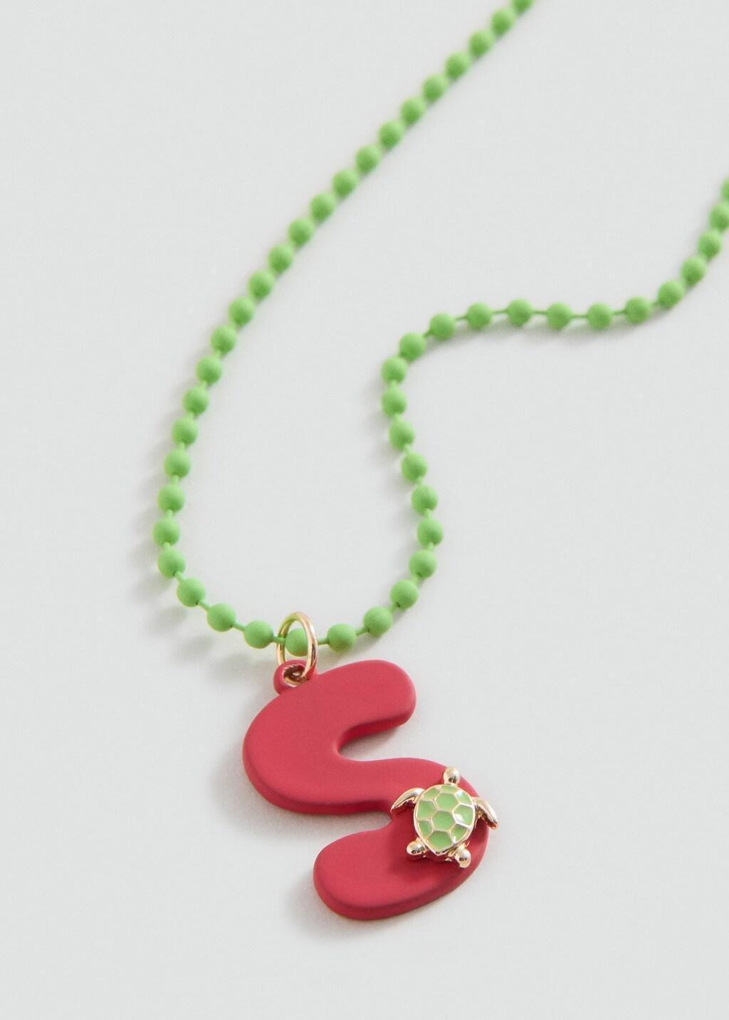 Red Letter Pendant Necklace, Kids Girls, Red, large image number 0