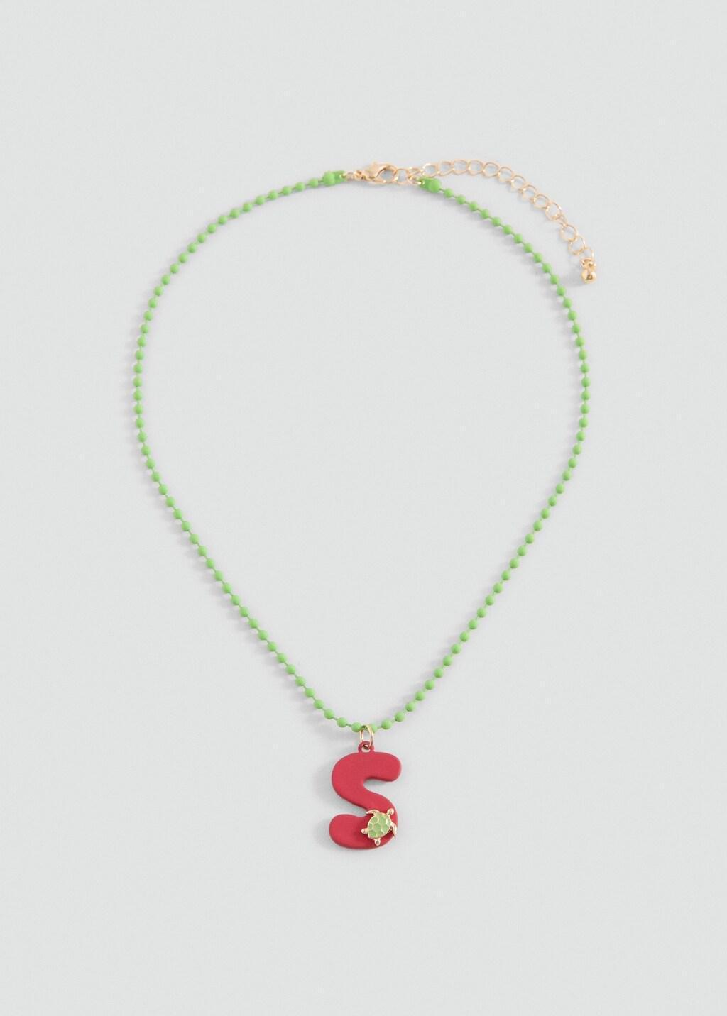 Red Letter Pendant Necklace, Kids Girls, Red, large image number 3