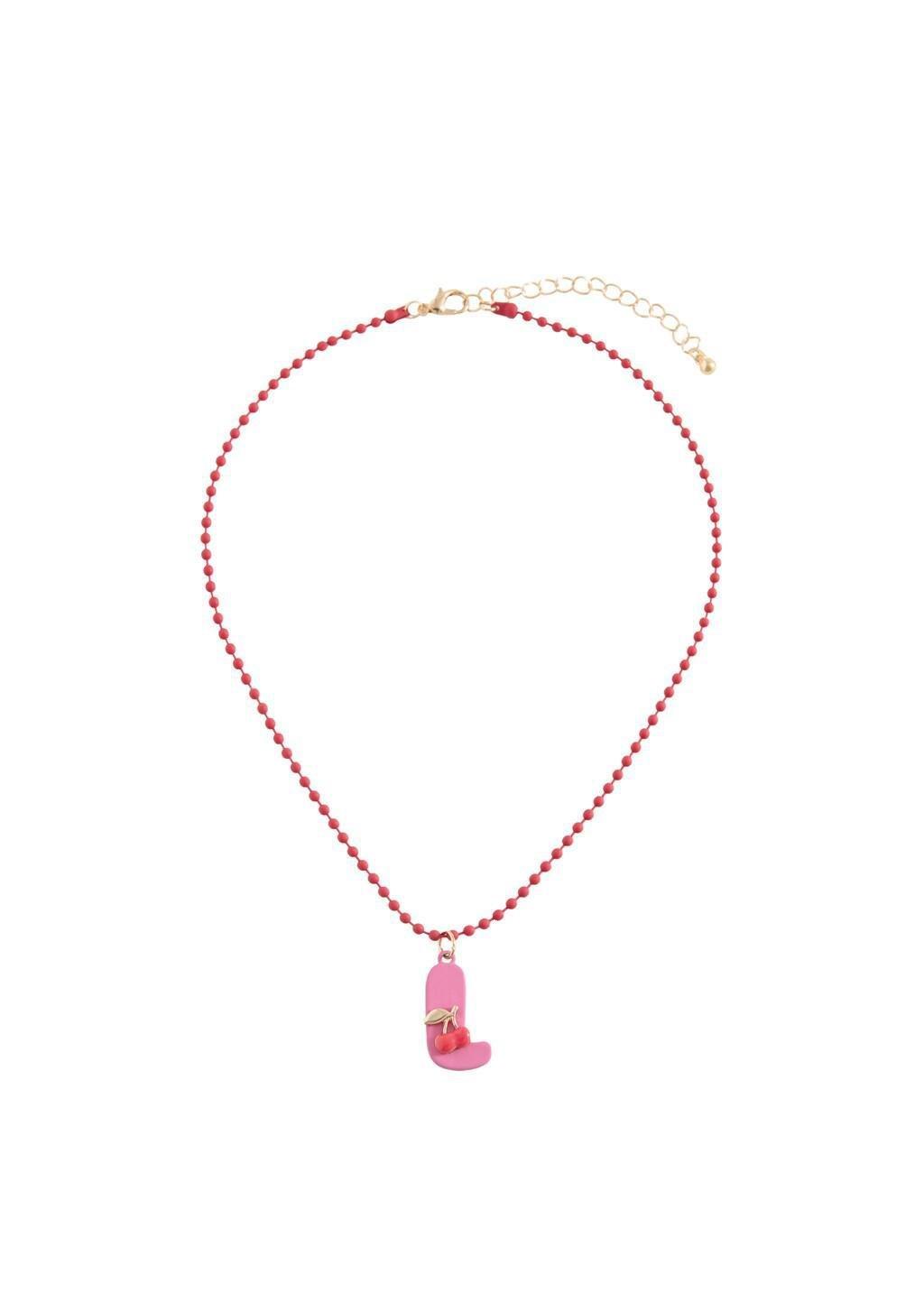 Pink Letter Pendant Necklace, Kids Girls, Pink, large image number 2