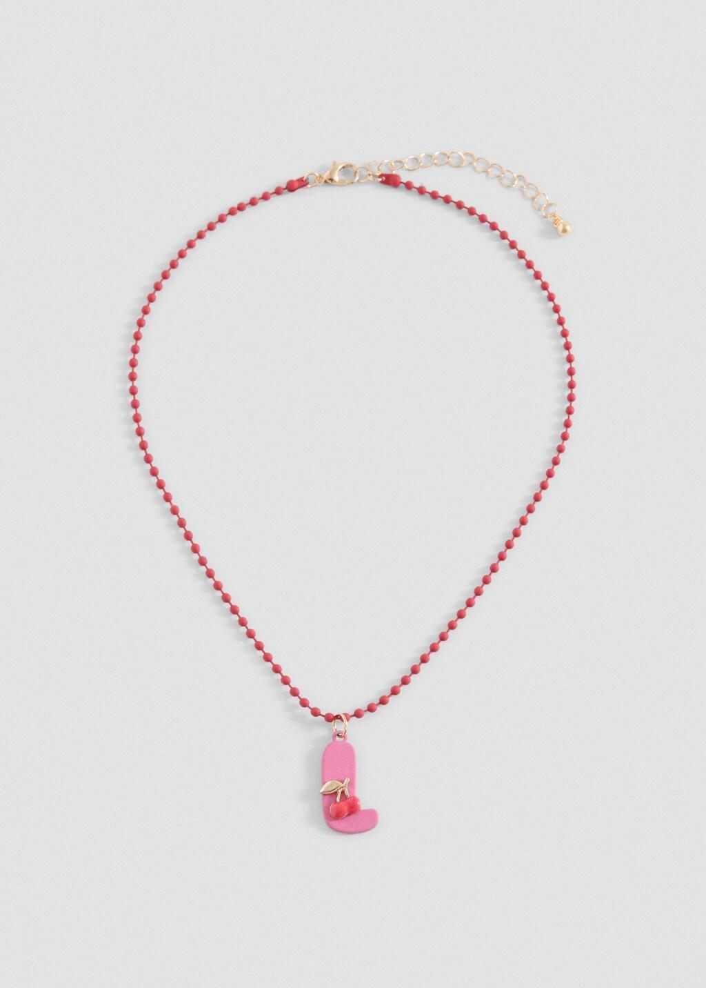 Pink Letter Pendant Necklace, Kids Girls, Pink, large image number 3