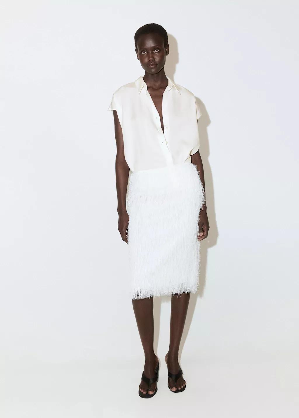 White Short-Sleeved Lyocell Shirt, 0201_02, large image number 0