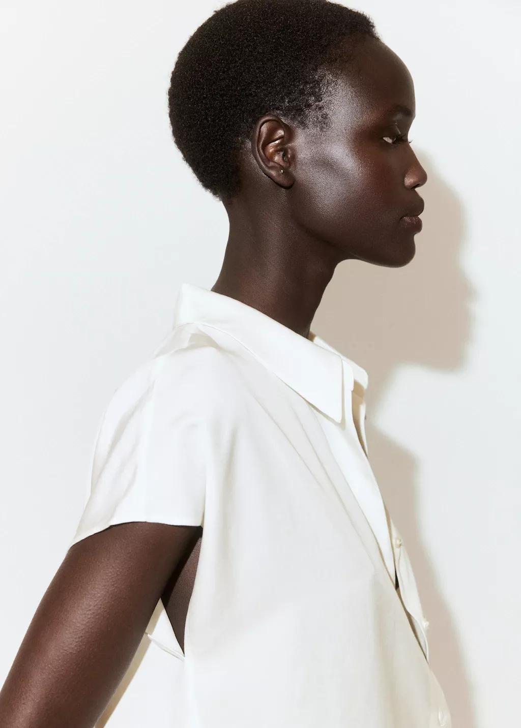 White Short-Sleeved Lyocell Shirt, 0201_02, large image number 6