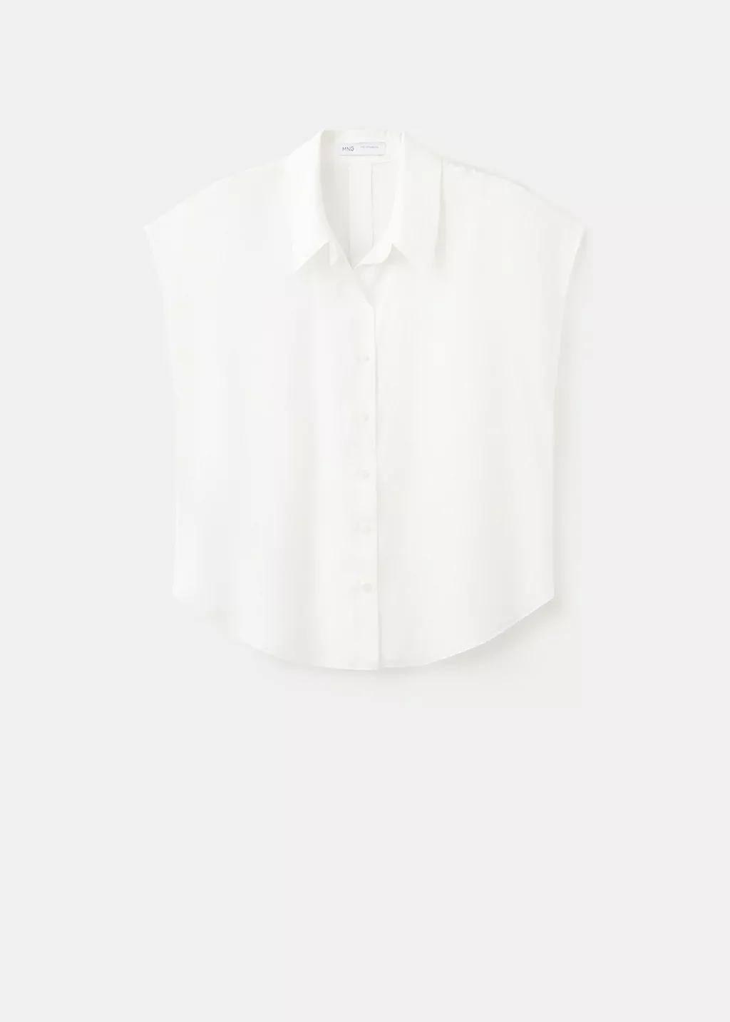 White Short-Sleeved Lyocell Shirt, 0201_02, large image number 8