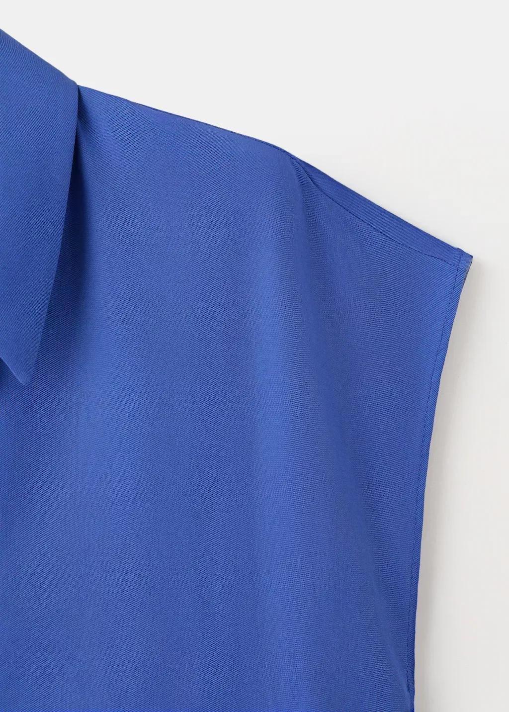 Blue Short-Sleeved Lyocell Shirt, 0201_52, large image number 1