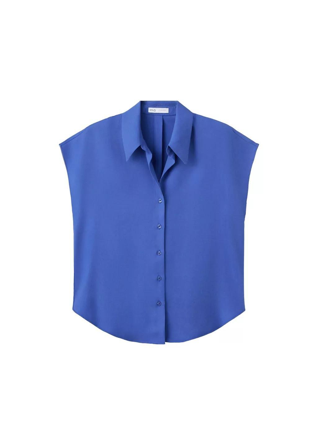 Blue Short-Sleeved Lyocell Shirt, 0201_52, large image number 7