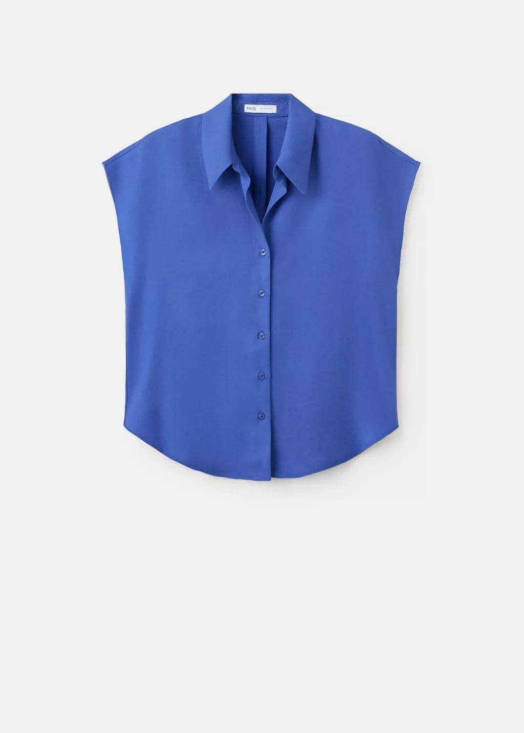 Blue Short-Sleeved Lyocell Shirt, 0201_52, large image number 8