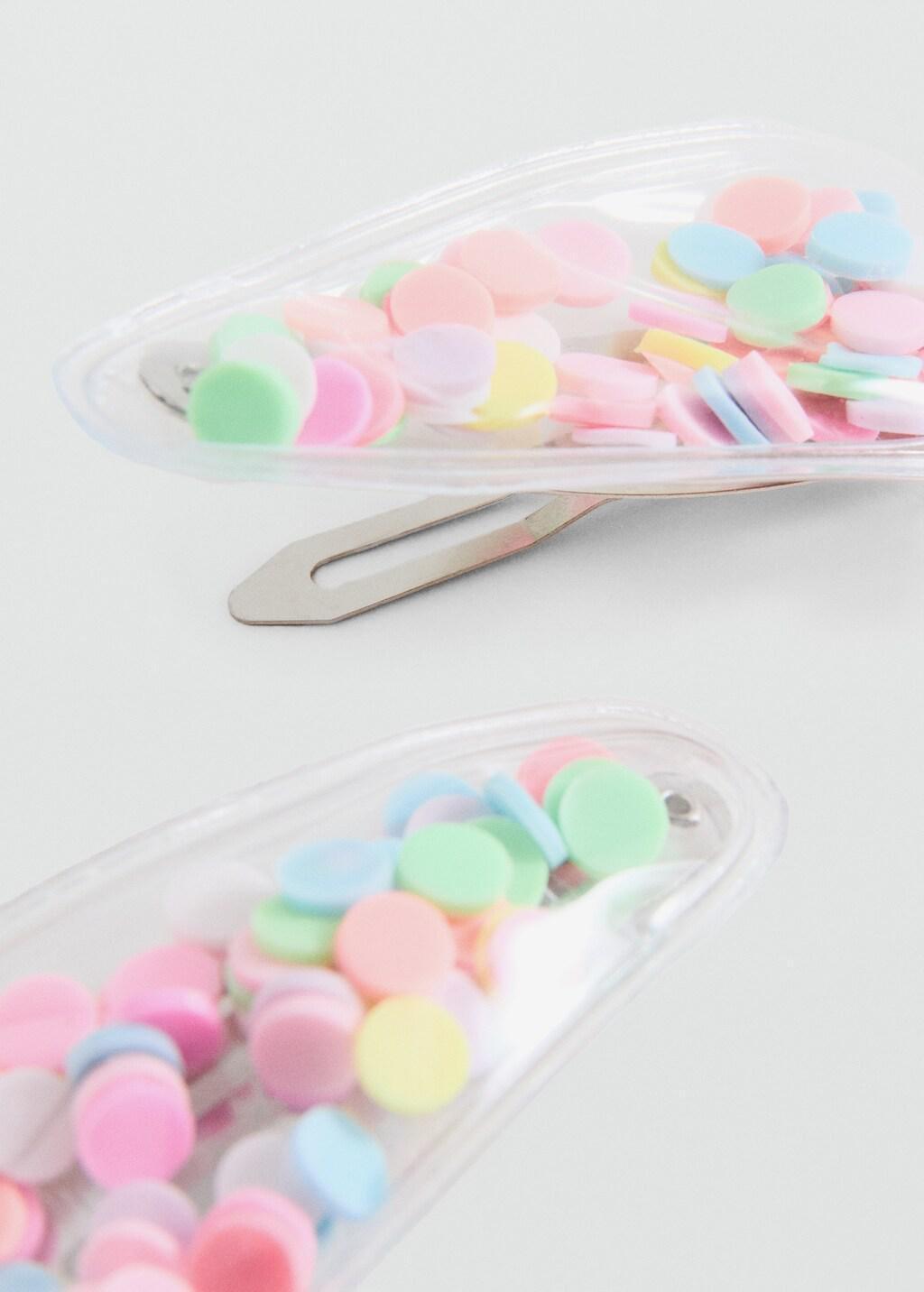 Pink Confetti Clips, Set Of 2, Kids Girls, Pink, large image number 0
