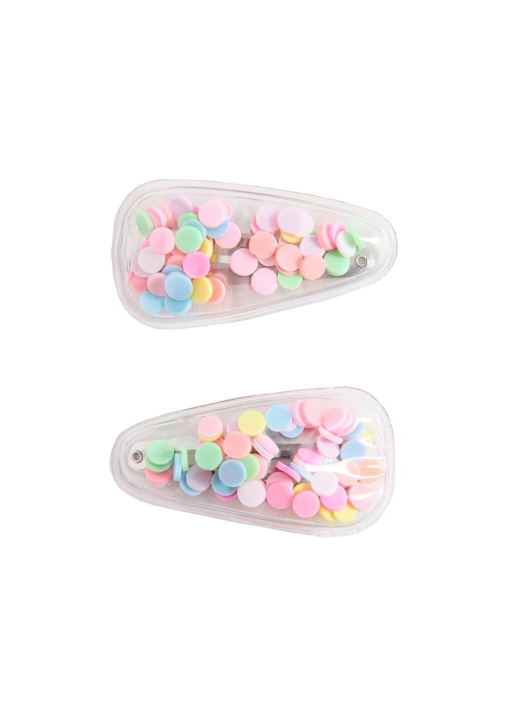Pink Confetti Clips, Set Of 2, Kids Girls, Pink, large image number 1