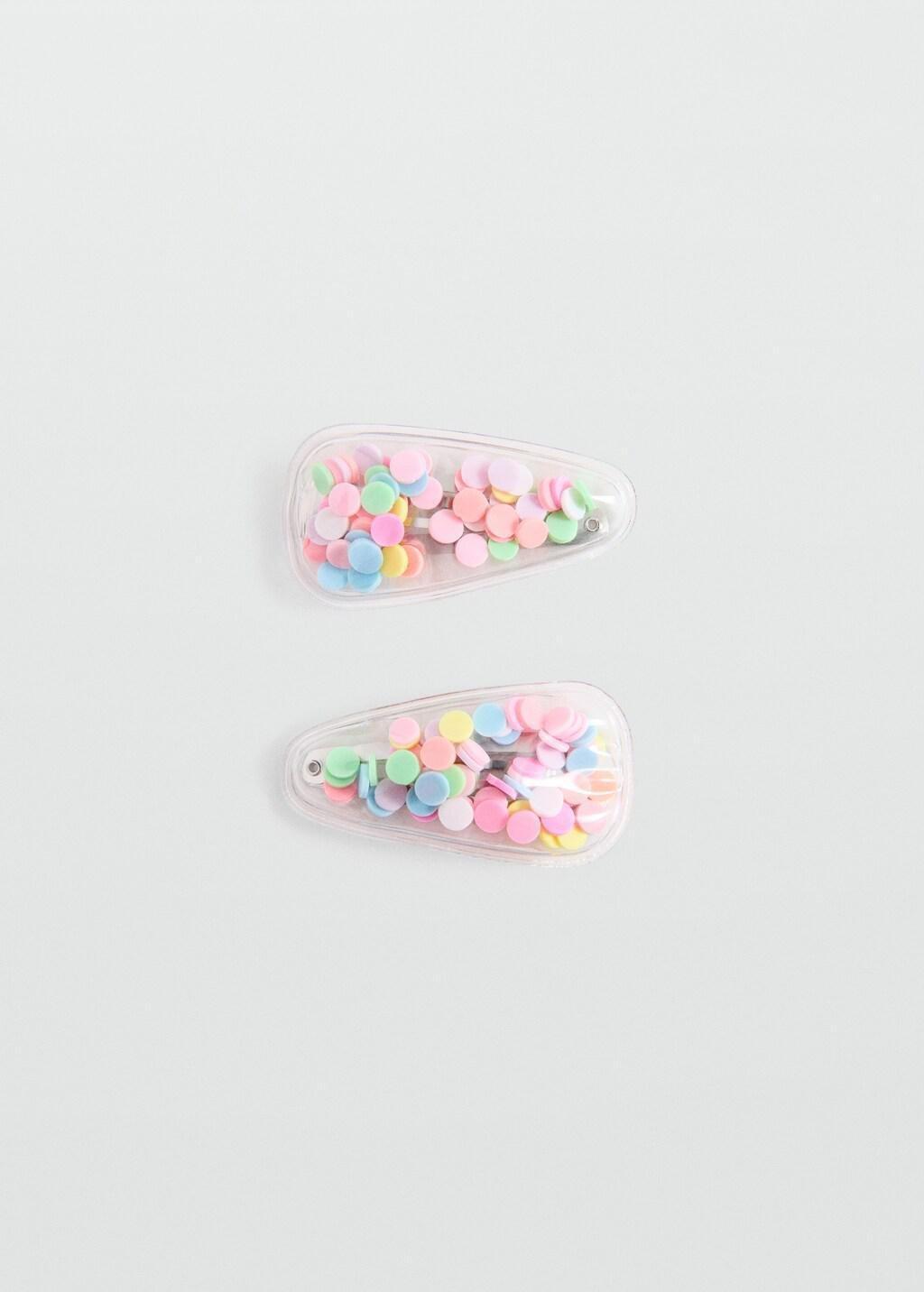 Pink Confetti Clips, Set Of 2, Kids Girls, Pink, large image number 2