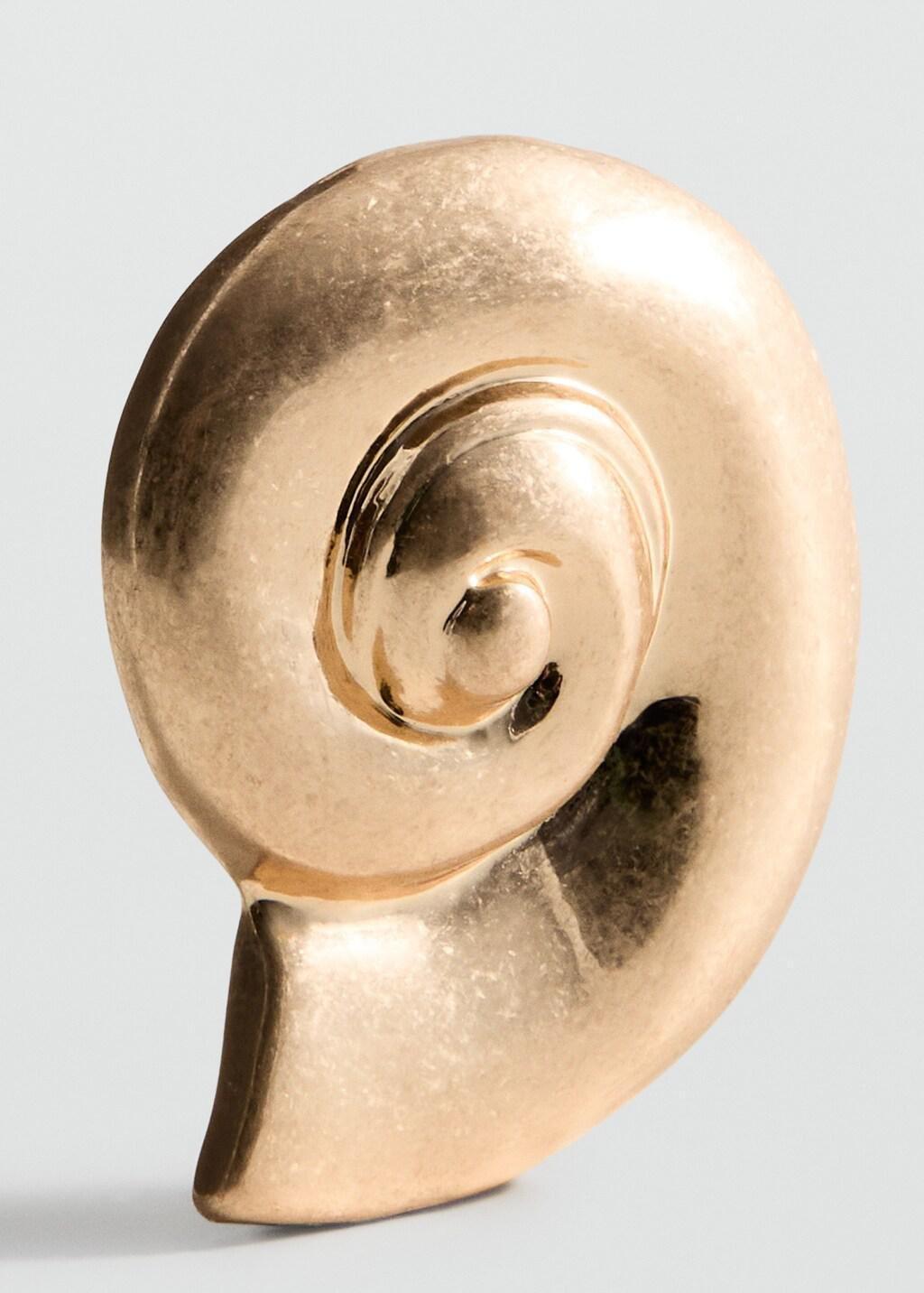 Gold Shell Design Earrings, Gold, large image number 2