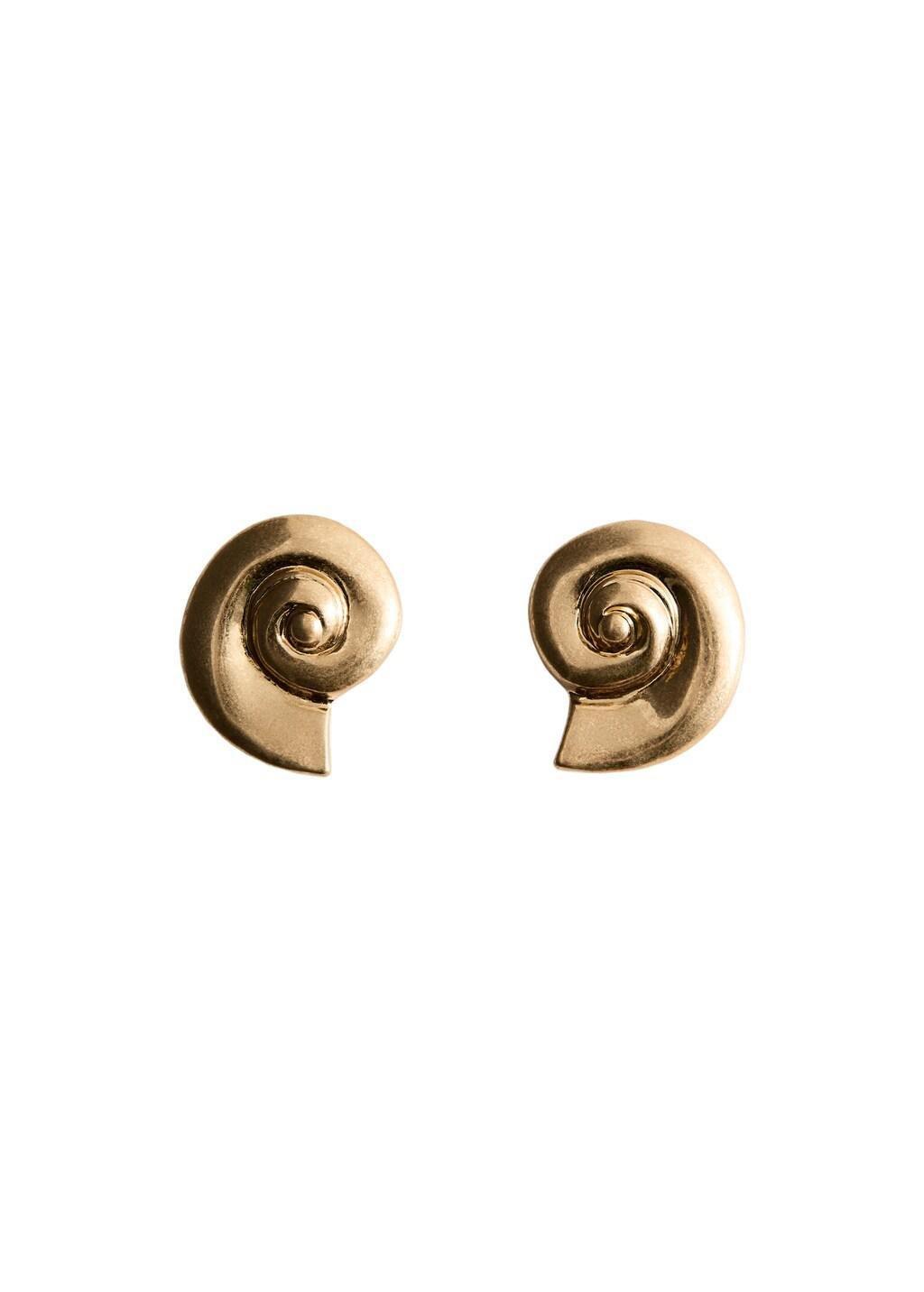 Gold Shell Design Earrings, Gold, large image number 3