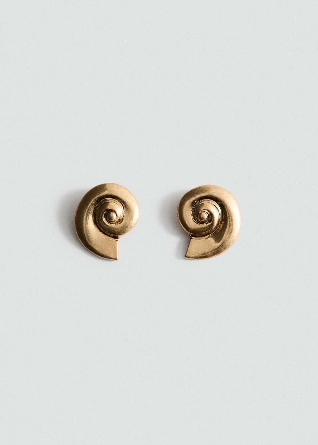 Gold Shell Design Earrings, Gold, large image number 4