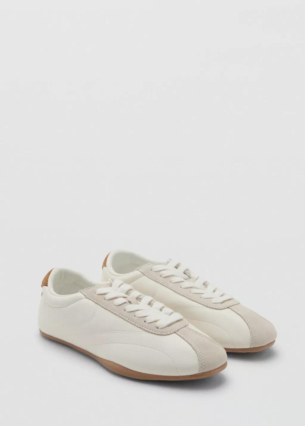 White Contrasting Panel Leather Sneakers, 0201_01, medium