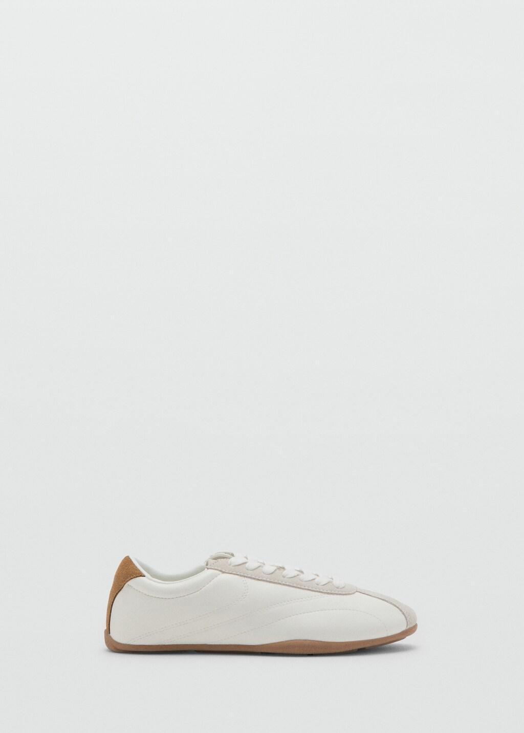 White Contrasting Panel Leather Sneakers, 0201_01, large image number 3
