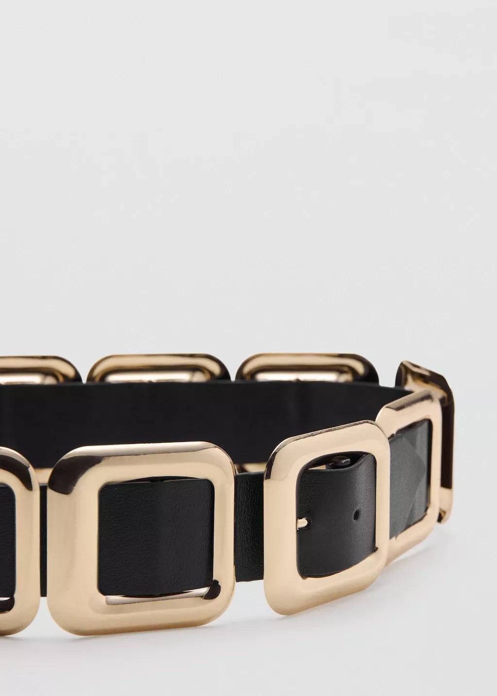 Black Leather Belt With Square Design, 0201_99, large image number 0