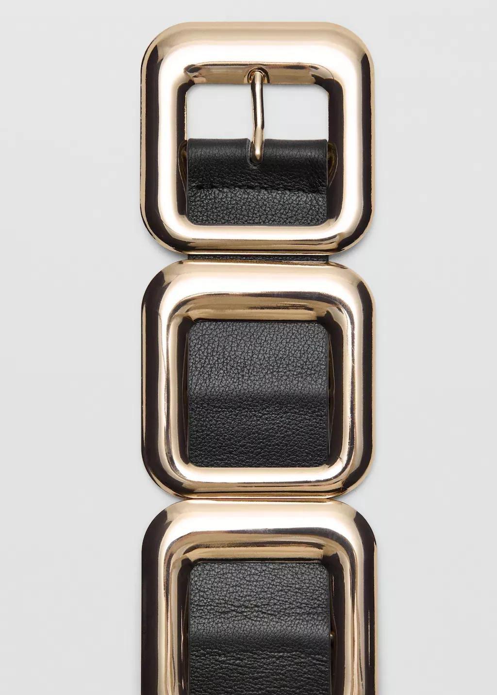 Black Leather Belt With Square Design, 0201_99, large image number 1