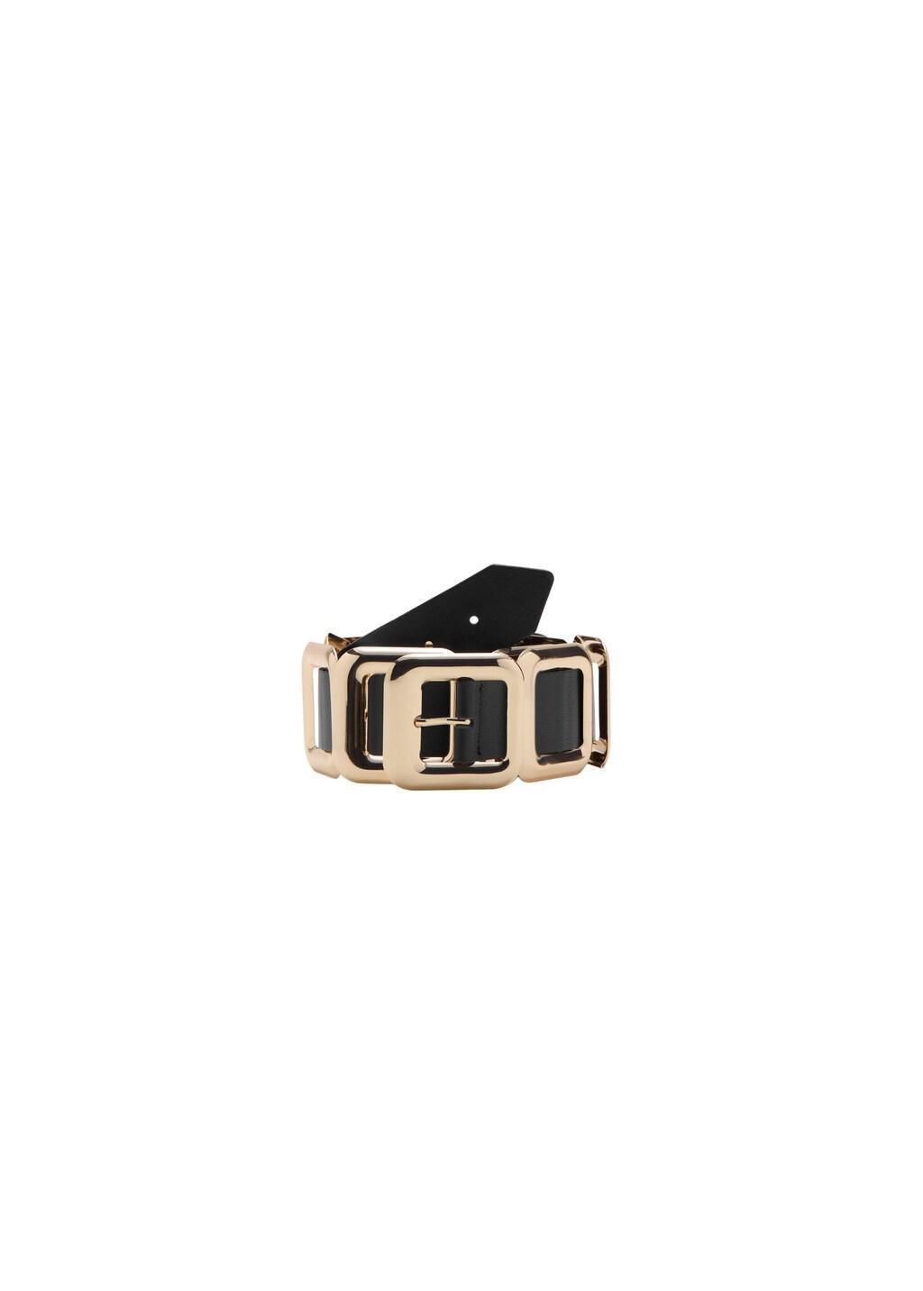 Black Leather Belt With Square Design, 0201_99, large image number 2