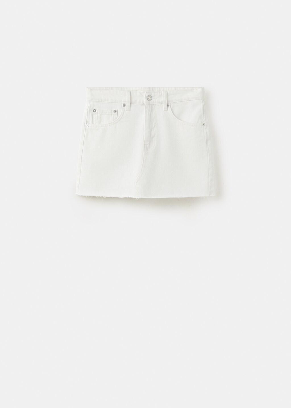 White Mid-Rise Denim Skirt, White, large image number 7