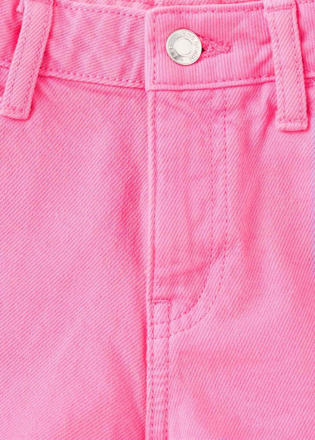 Pink Straight-Fit Denim Shorts, Kids Girls, Bright Pink, large image number 0