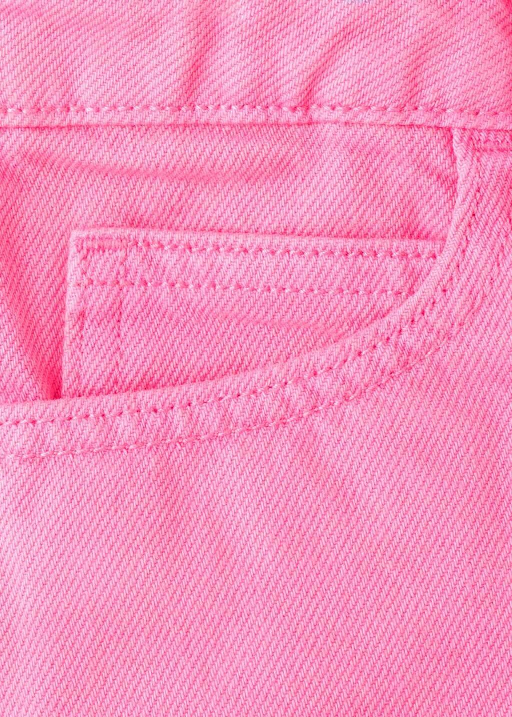 Pink Straight-Fit Denim Shorts, Kids Girls, Bright Pink, large image number 2