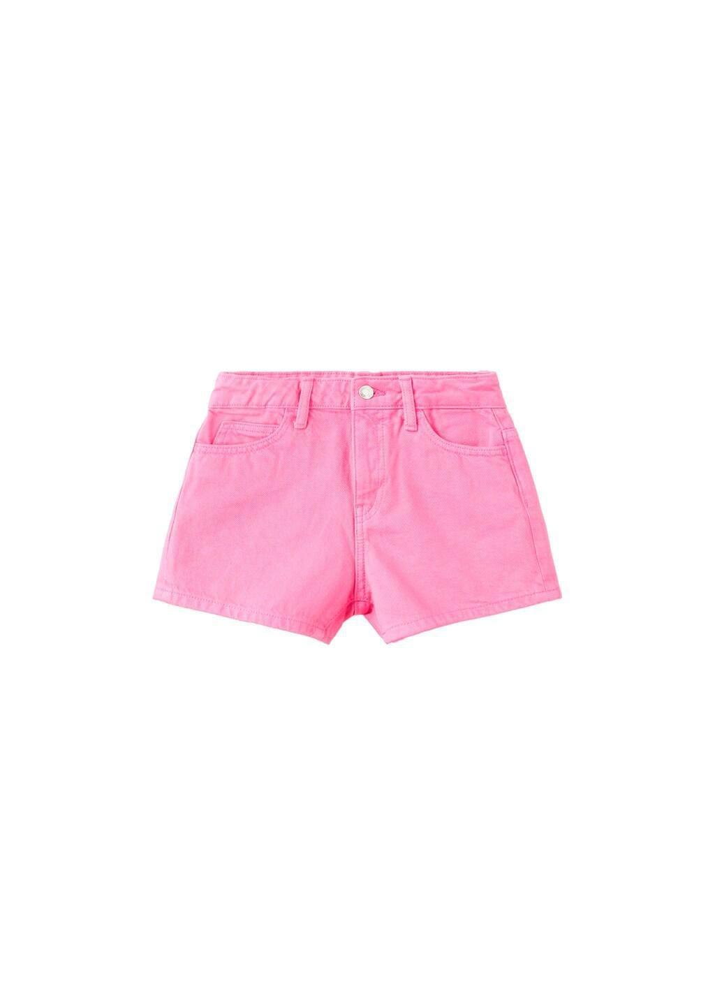 Pink Straight-Fit Denim Shorts, Kids Girls, Bright Pink, large image number 4