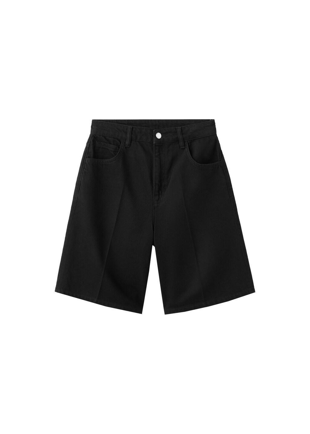 Grey High-Waist Straight-Fit Denim Shorts, Open Grey, large image number 7