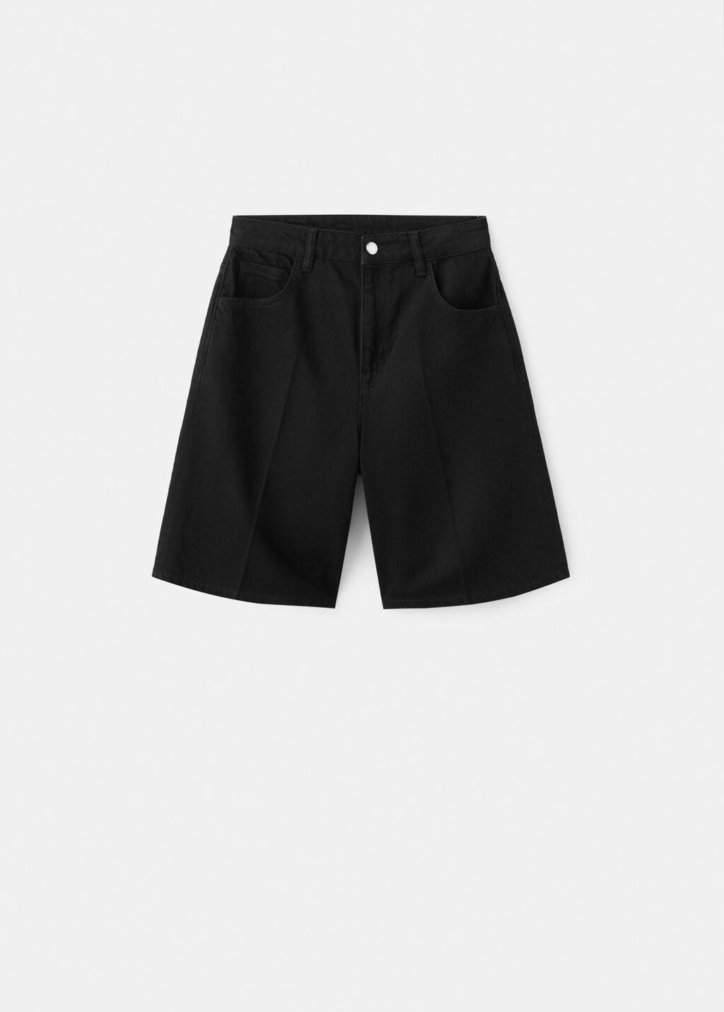 Grey High-Waist Straight-Fit Denim Shorts, Open Grey, large image number 8