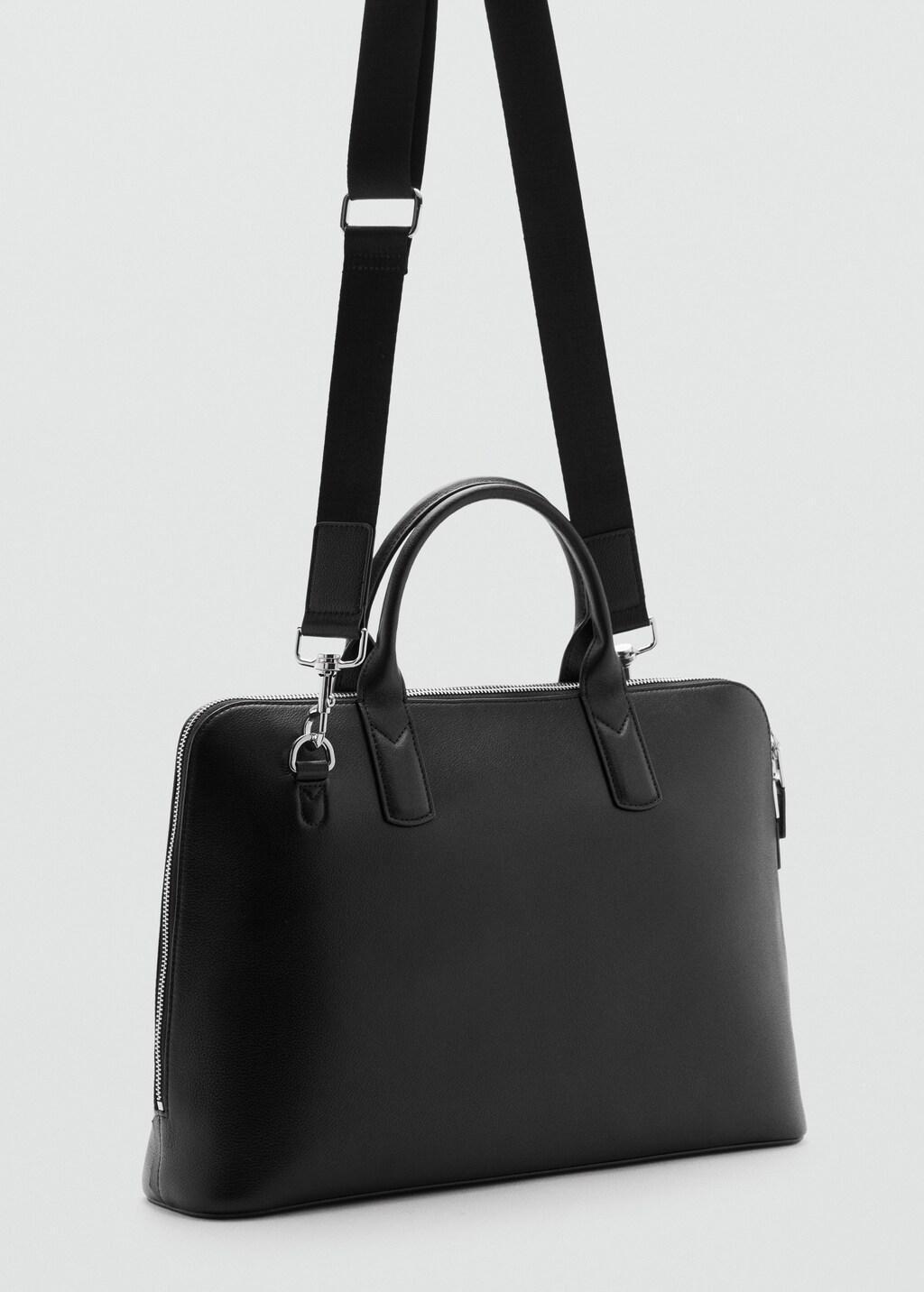 Black 100% Leather Tote Bag, Black, large image number 0