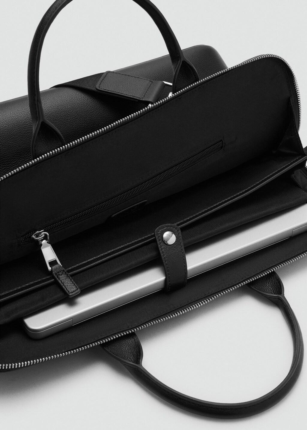 Black 100% Leather Tote Bag, Black, large image number 1