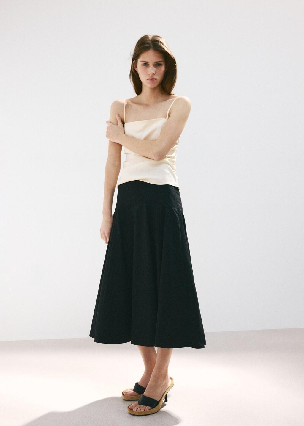 Beige Draped Strap Top, Light Beige, large image number 0