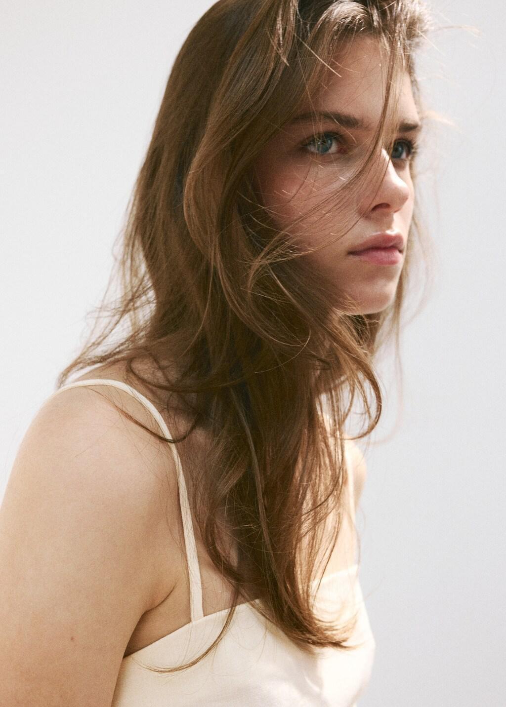 Beige Draped Strap Top, Light Beige, large image number 4