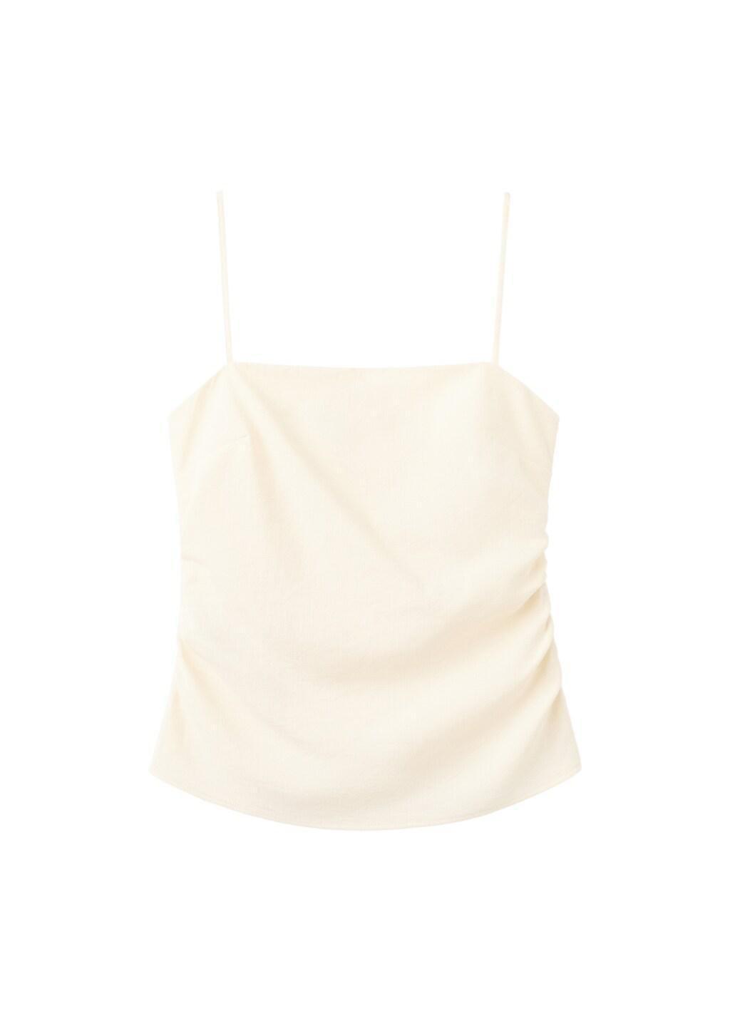 Beige Draped Strap Top, Light Beige, large image number 6