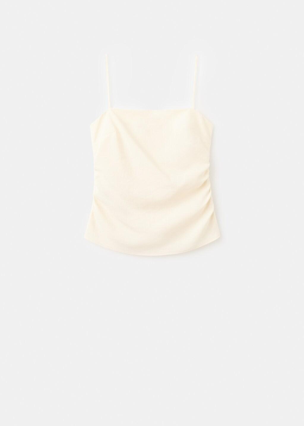 Beige Draped Strap Top, Light Beige, large image number 7