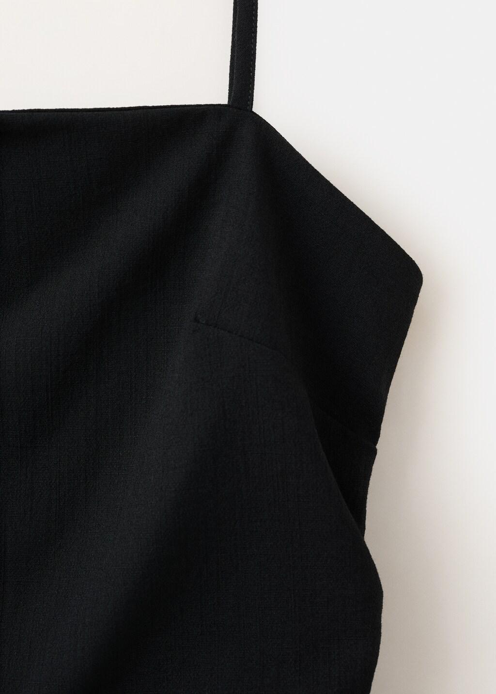 Black Draped Strap Top, Black, medium