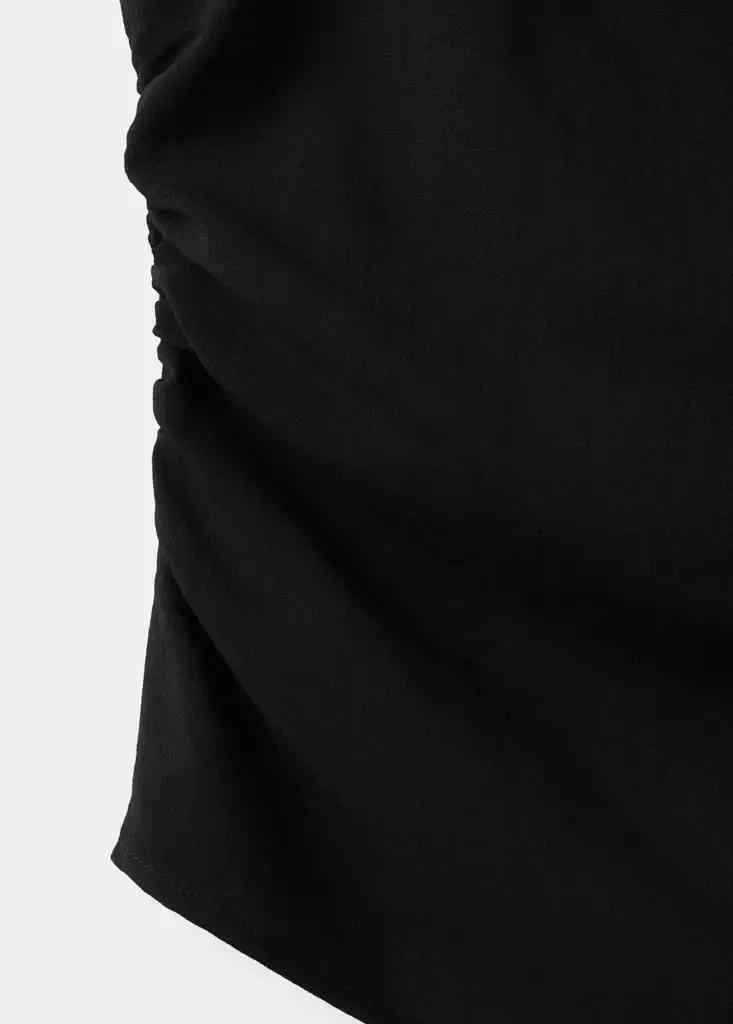 Black Draped Strap Top, Black, large image number 11