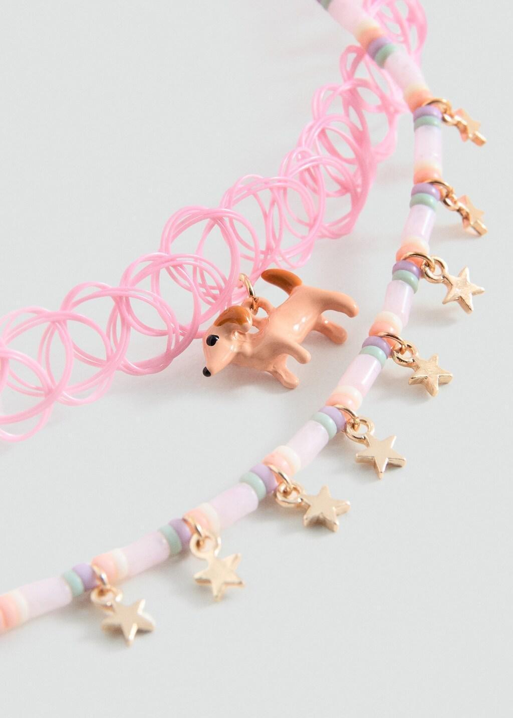 Pink Lt Pastel Combined Necklace, Set Of 2, Kids Girls, Light-Pastel Pink, large image number 0