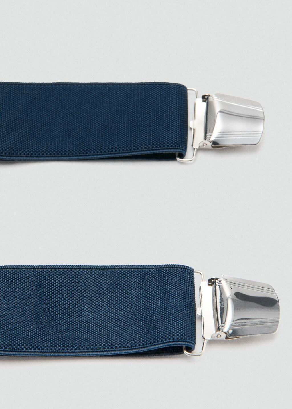 Navy Adjustable Elastic Straps With Leather Details, Navy, large image number 1