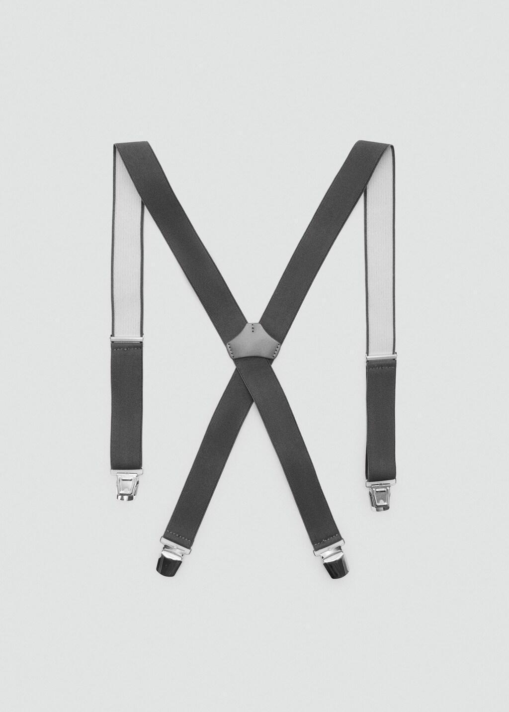 Grey Adjustable Elastic Straps With Leather Details, Grey, large image number 0