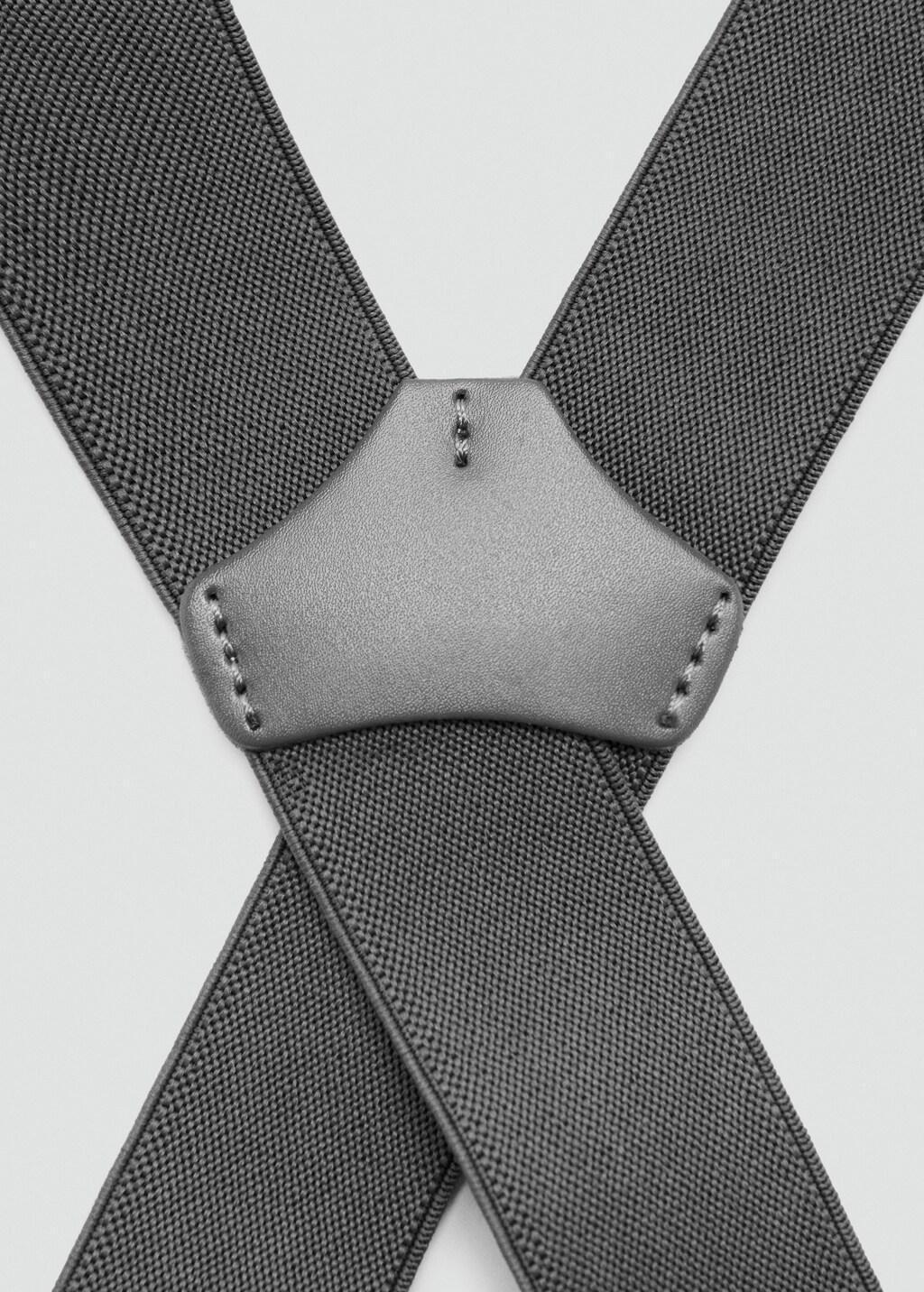 Grey Adjustable Elastic Straps With Leather Details, Grey, large image number 1
