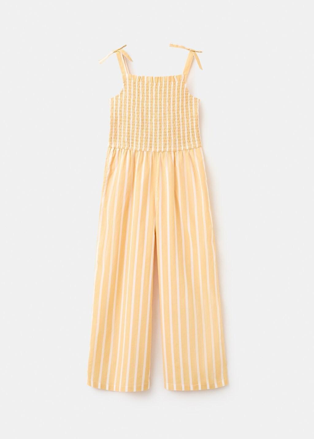 Yellow Striped Playsuit With Ruched Detail, Kids Girls, Yellow, large image number 2