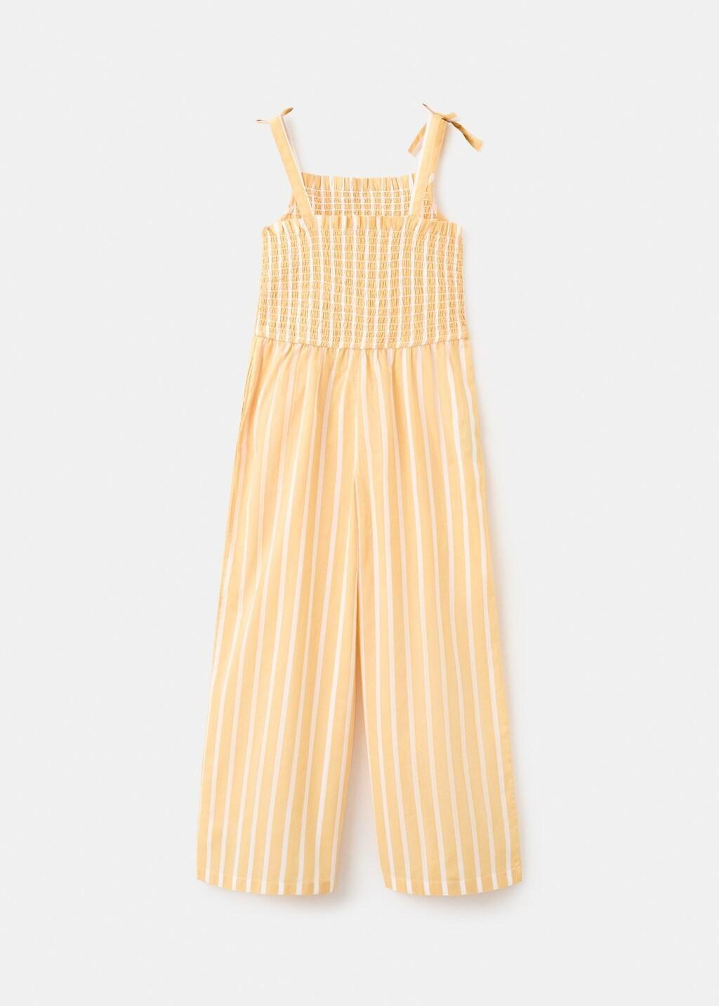 Yellow Striped Playsuit With Ruched Detail, Kids Girls, Yellow, large image number 4