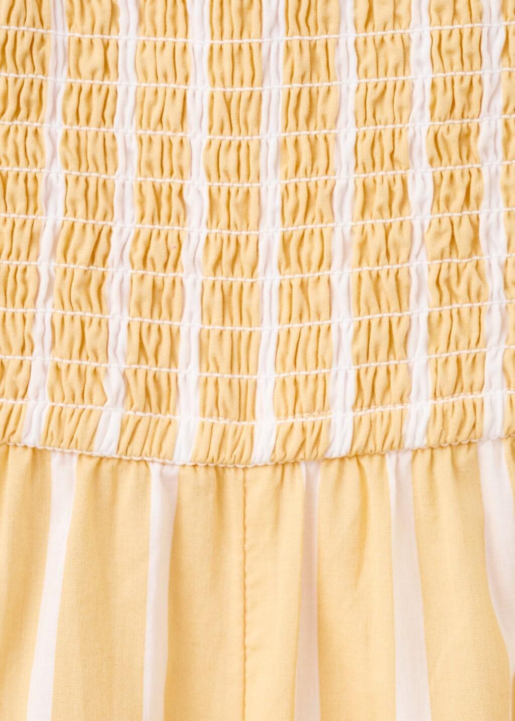 Yellow Striped Playsuit With Ruched Detail, Kids Girls, Yellow, large image number 6