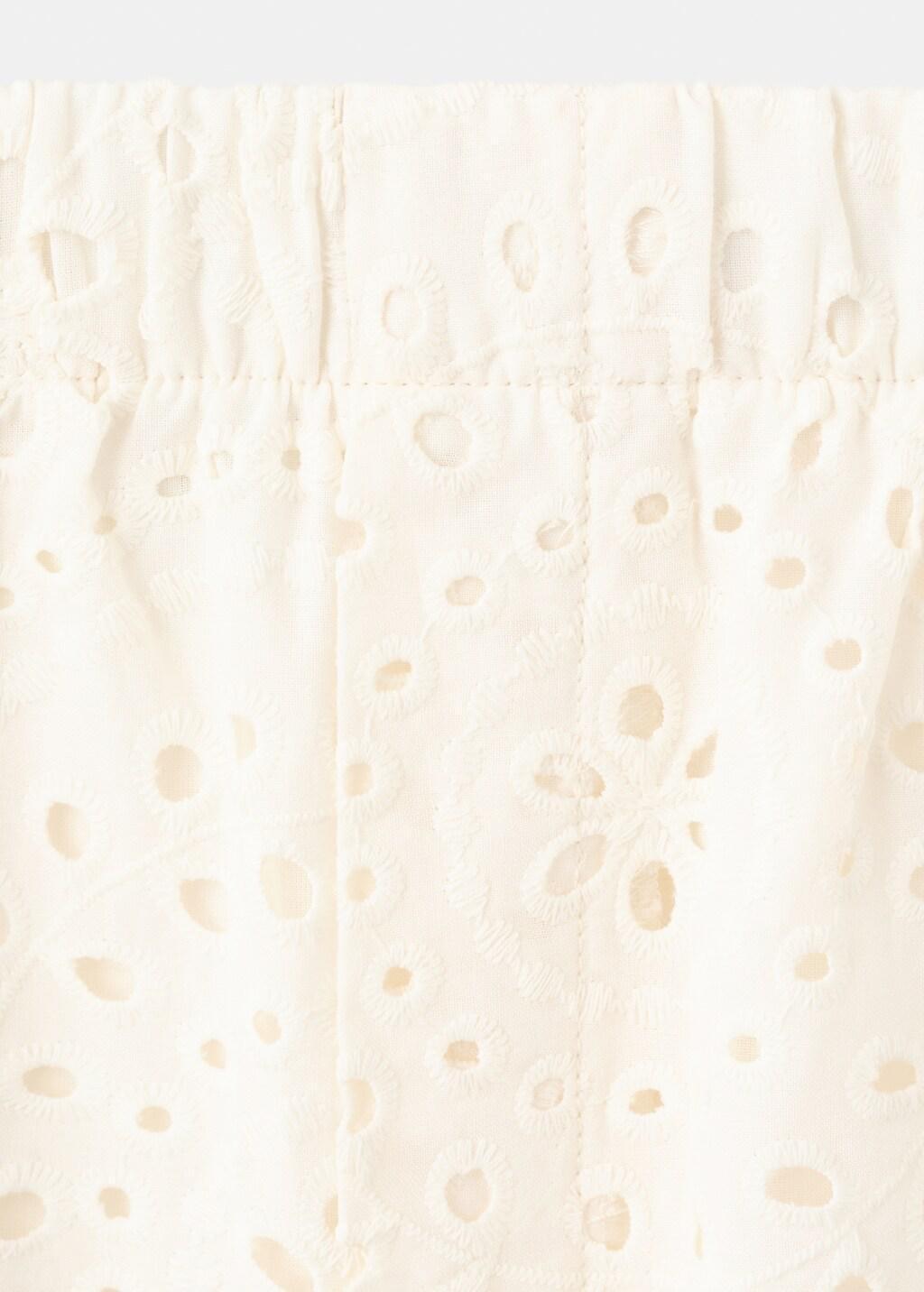 Beige Broderie Anglaise Cotton Shorts, Light Beige, medium