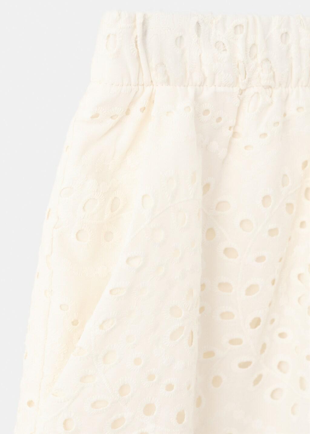 Beige Broderie Anglaise Cotton Shorts, Light Beige, large image number 5