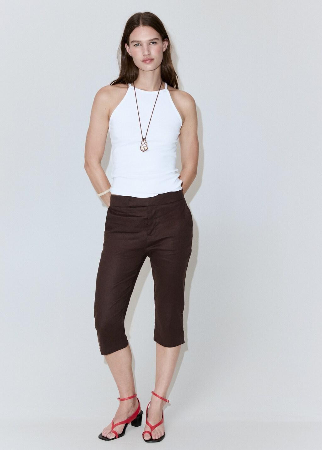 White Halter Cotton Top, White, large image number 0