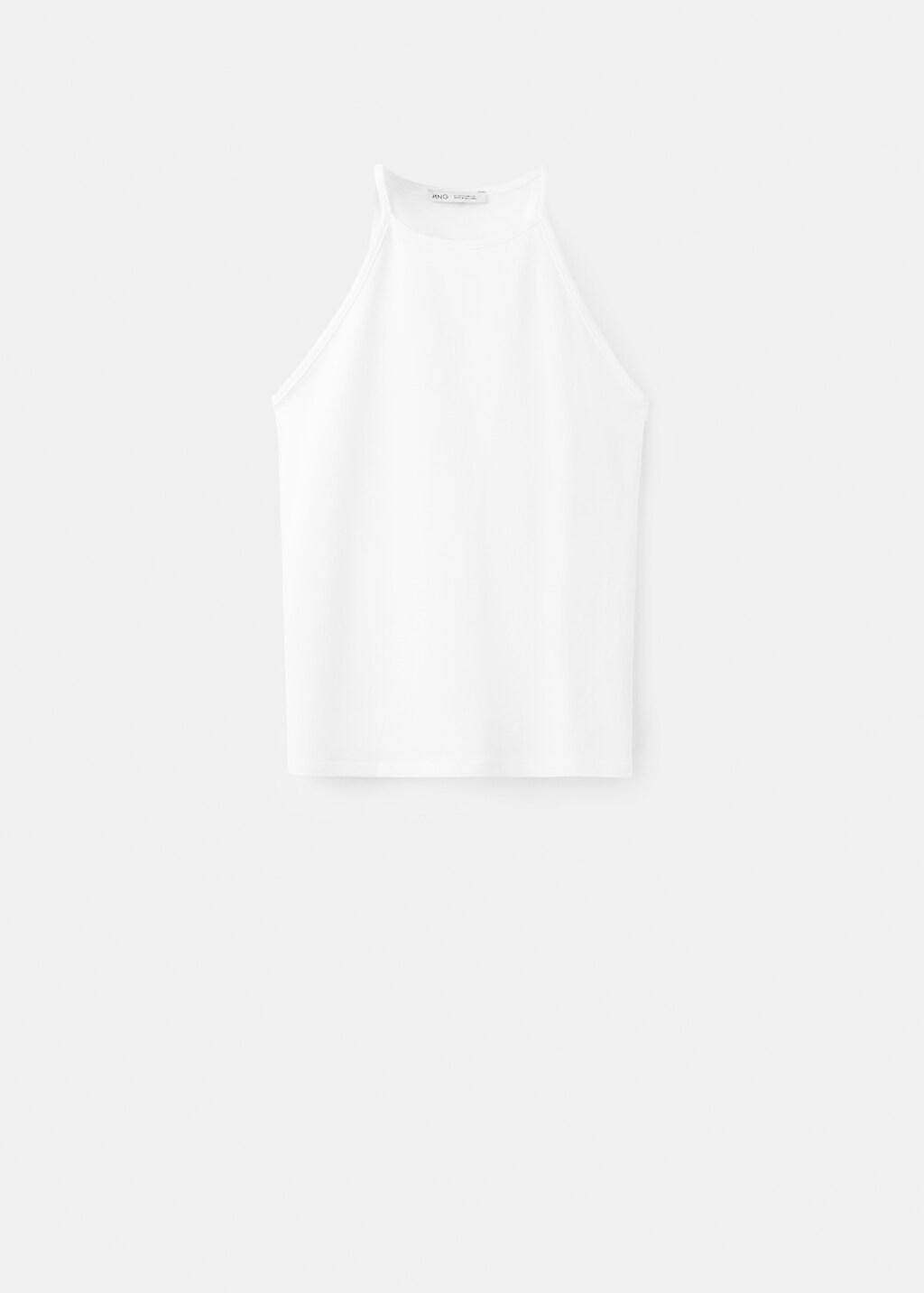 White Halter Cotton Top, White, large image number 7